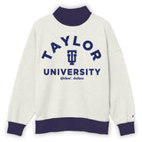 Color Block Mock Neck Crew | Oatmeal Heather