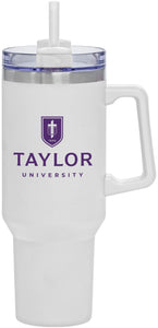 40 oz. Tumbler with Straw and Handle, White