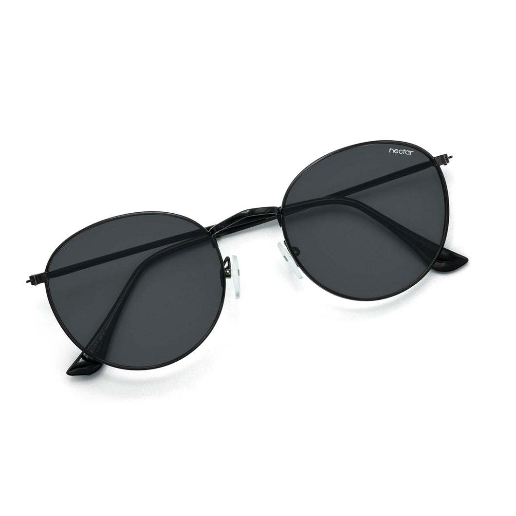 Greenwich Black Metal Frame Sunglasses, Black Lens