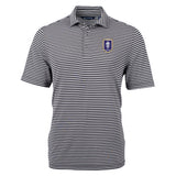 Virtue Eco Pique Stripe Recycled Mens Polo | Black