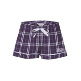 Women's Flannel Short | Purple/White Plaid