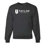 University 1 Color Shield Logo Crewneck, Blk Heather