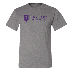 University 1 Color Shield Logo Short Sleeve Tee, Oxford