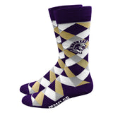 Mid-Calf Graduate Argyle Sock | Purple/White