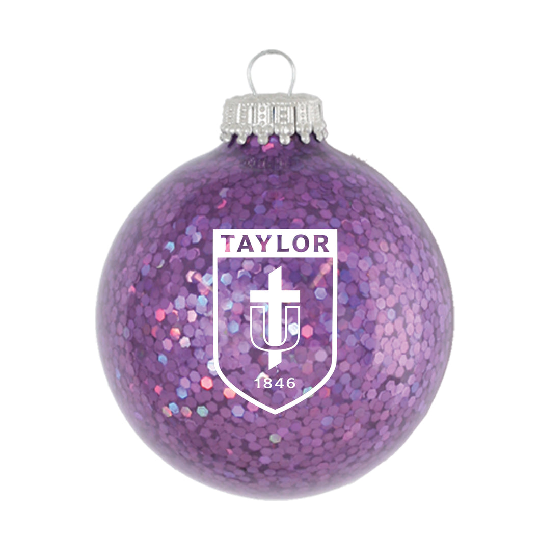 Sparkle Glass Ball Ornament, Purple (F23)