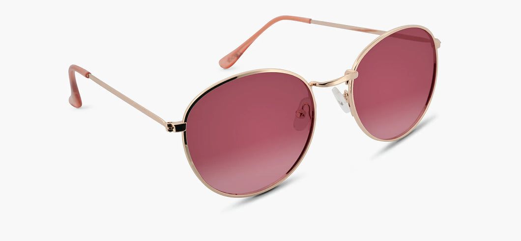 Greenwich Gold Metal Frame Sunglasses, Gradient Rose Lens