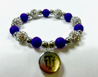 Sadie Beaded Bracelet, Purple/Silver
