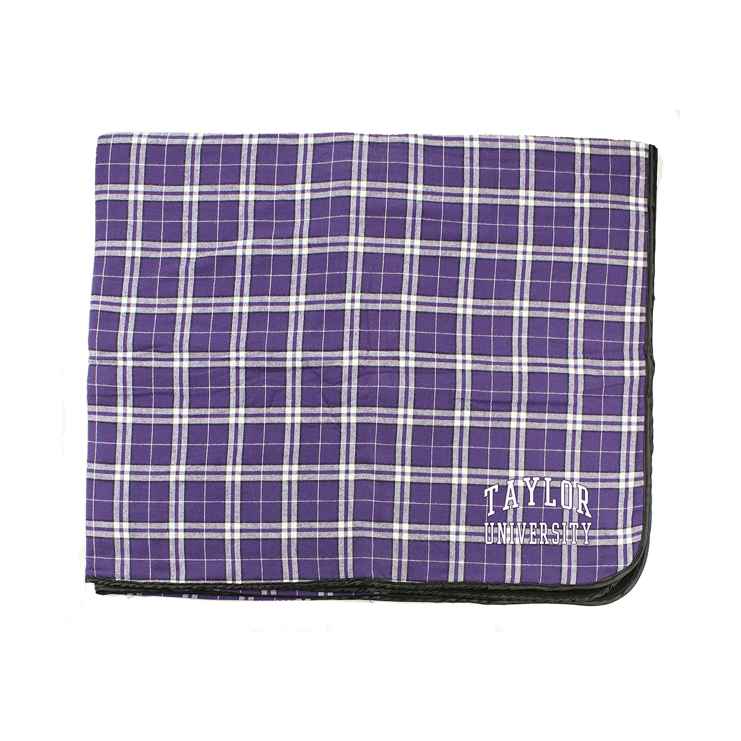 Flannel Blanket, Purple/White Plaid (F22)