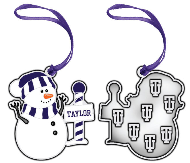 Pewter Snowman Ornament by RFSJ, Purple/Silver