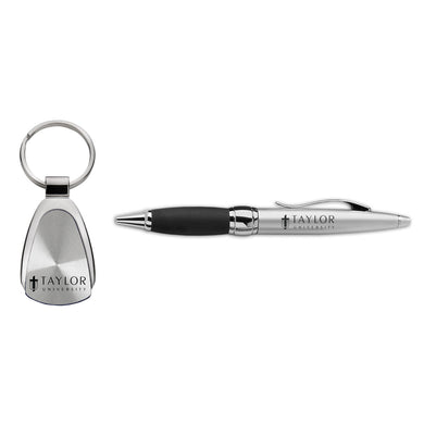 2PC Pen & Key Chain Gift Set by LXG, Silver (F22)