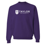University 1 Color Shield Logo Crewneck, Deep Purple