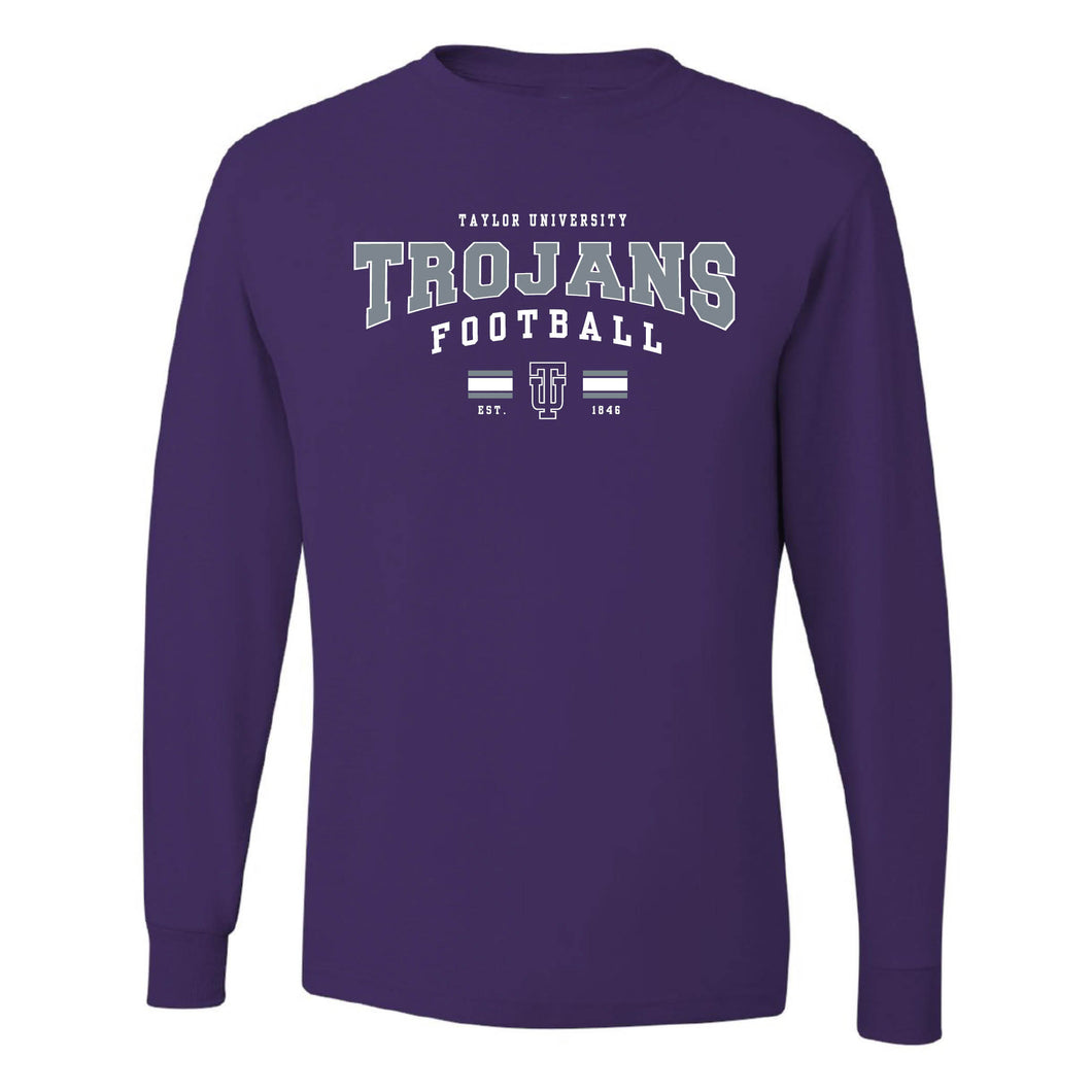 Bar Stripes Football Long Sleeve Tee, Purple (FB22)
